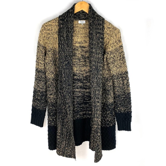 Tobi Long Cardigan Brown Black Gradient Oversized Chunky Knit Duster Sweater S - Picture 1 of 8